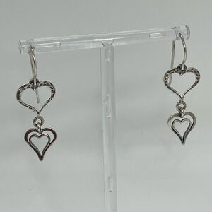 Silpada 925 Sterling ‘ Spread Love ‘ Double Heart Hook Earrings | W1765